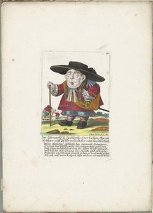 De dwerg Crispin Skarnitz, ca. 1710
O Honorável e Grande Senhor Branco Sir Crispin, Skarnitz, Senhor Hereditário de Pfeffermühl, Cavaleiro da Brave Hut (título sobre o objecto)
Il Callotto resurcitato oder Neu eingerichtes Zwerchen Cabinet (título da sér