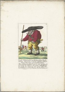 De dwerg Liendl Schnekenfist, cerca de 1710 Liendl Schnekenfist da Wienerisches Nacht-Kings Magazin-Visirer, inspetor de condução de Ambts e administrador de materiais (título no objeto) Il Callotto resurcitato ou Armário Pequeno Recém Mobilado (título da  de Martin Engelbrecht (attributed to)