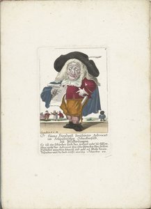 De dwerg Lucas Hirnzwik als een advocaat, ca. 1710
Dr. Lucas Hirnzwik, famoso defensor no Swabian Schnekenfeld, sobre cantarelos (título sobre o objecto)
Il Callotto resurcitato oder Neu eingerichtes Zwerchen Cabinet (título da série)