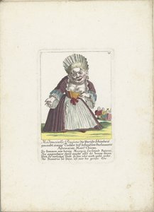 De dwerg Mademoiselle Poupon, als Parijse schone, ca. 1710
Mademoiselle Poupone, chamada a beleza parisiense, alguma filha da famosa advogada parlamentar Monsr. Chican (título sobre o objecto)
Il Callotto resurcitato ou Cabine Anã recém mobiliada de Martin Engelbrecht (attributed to)