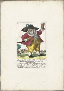 O anão Simon Flenschl, ca. 1710
Simon Flenschl, Oberknecht deß reichen freij bauren zu Knolsingen auffm Kirchtag beij der Gmain Zech (título sobre o objecto)
Il Callotto resurcitato oder Neu eingerichtes Zwerchen Cabinet (título da série) de Martin Engelbrecht (attributed to)