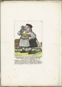 A dwerg Ursula Schleglin, cerca de 1710 Ursula Schleglin, Maijr Mensch im Herren hoff zu Bluntzingen, que agora cumpriu seu meio ano (título no objeto) Il Callotto resurcitato ou Armário Pequeno Recém Mobilado (título da série) de Martin Engelbrecht (attributed to)