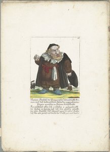 De joodse dwerg Natan Hirschl, cerca de 1710 Natan Hirschl, primaz dos judeus de Praga, e Püpen-maister aprovado pela lei Hoebraica, em sua roupa de escola (título no objeto) Il Callotto resurcitato ou Armário Zwerchen recém-mobiliado (se