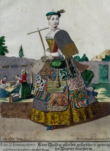 Fabricante de papéis coloridos, gravura de Assemblage des nouveau manouvries habilles Martin Engelbrecht (1684-1756), Alemanha