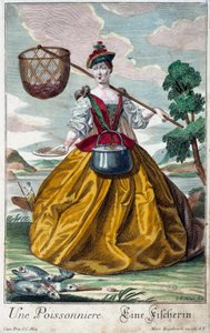 Metier: Um peixe. Gravura de Martin Engelbrecht (1684-1756), em "New assembly of the manouvries habilles", século XVIII, Alemanha. Paris, Artes Decorativas de Martin Engelbrecht
