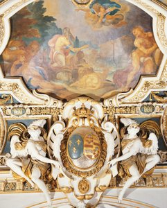 Noé e sua família entrando na arca, na capela, Chateau de Fontainebleau, França de Martin Fréminet