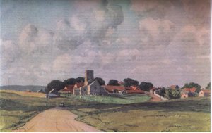 Morstan: Uma aldeia de Norfolk (cor litho) de Martin Hardie
