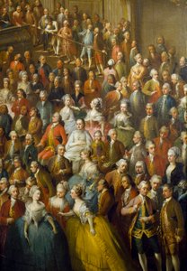 Festa dada em honra de Maria Teresa da Áustria (1717-1780), do futuro Imperador José II (1741-1790) e de sua esposa Isabel de Parma (Bourbon-Parma, Bourbon Parma) em 10/10/1760 Detalhe representando no centro o jovem Wolfgang Amadeus Mozart (1756-1791