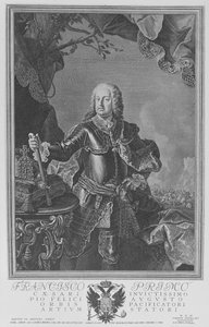Francisco I, Sacro Imperador Romano, gravado por Philipp Andreas Kilian de Martin II Mytens or Meytens