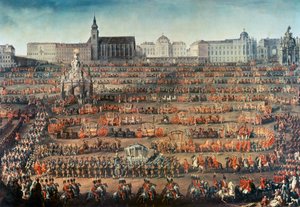Isabel de Parma entra em Viena para se tornar noiva do Imperador José II (mais tarde José II) de Martin II Mytens or Meytens
