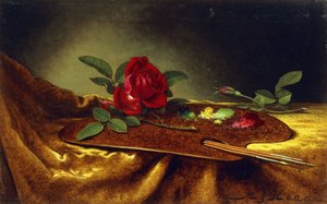 Rosas em uma paleta, 1880 "s de Martin Johnson Heade