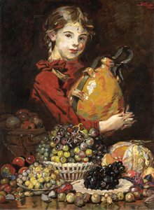 Monarosa, filha do artista, como vendedora de frutas