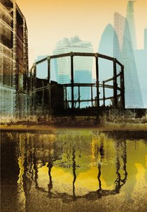 Torre de gás da Broadway, 2013 (serigrafia) de Martin Mossop