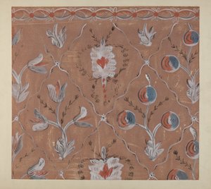 Detalhe da parede pintada à mão, c. 1939.