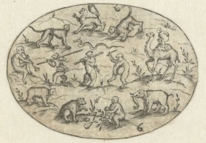 Oval com catorze animais
Nev Thier Bvechlein (título da série) de Martin Pleginck