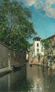 Canal em Veneza, c.1880 (óleo sobre tela) de Martín Rico y Ortega