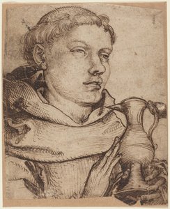 Busto de um monge ajudando na comunhão de Martin Schongauer