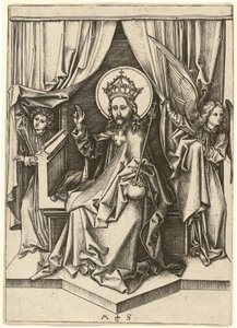 Cristo entronizado, com dois anjos de Martin Schongauer