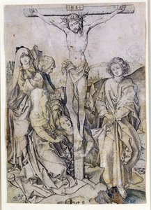 Cristo na Cruz, com a Virgem e São João (gravura) de Martin Schongauer