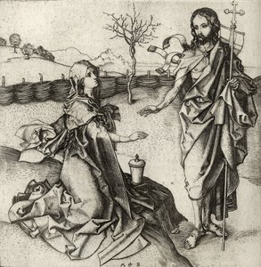 Nosso Salvador aparecendo a Maria Madalena no Jardim, de "Um Catálogo de uma Coleção de Gravuras, Gravuras e Xilogravuras", de Richard Fisher, publicado em 1879 de Martin Schongauer