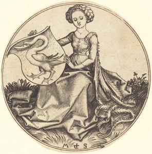 Escudo com Cisne, Segurado por Mulher