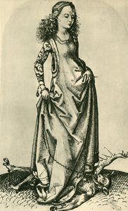 Santa Margarida pisoteando um demônio, em meados do século XV, 1943.