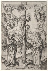 A crucificação com quatro anjos. de Martin Schongauer