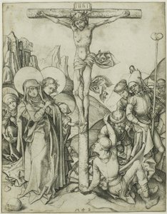 A Crucificação com as Santas Mulheres, São João e os Soldados Romanos de Martin Schongauer