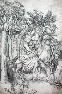 O vôo para o Egito, c.1470-80 (gravura) de Martin Schongauer