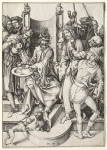 A paixão: Cristo antes de Pilatos. de Martin Schongauer