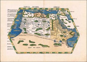 1513 Quarto mapa africano de Ptolomeu por Martin Waldseemüller