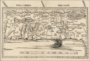 Mapa da Palestina de 1513 de Martin Waldseemüller