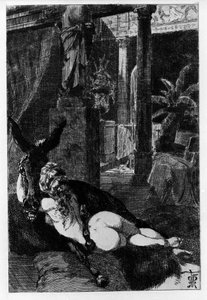 Lucius transforma-se num burro por acidente. Metamorfoses (Burro Dourado ou Asinus aureus), romance escrito por Apulee (Lucius Apuleius) (cerca de 125-around 180) no século II. Água de Etching, de Martin Van Maele de Martin van Maele