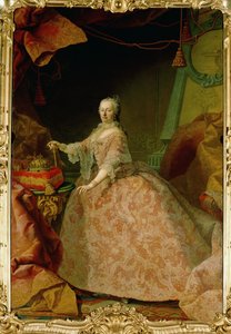 A imperatriz Maria Theresia num manto de renda de Bruxelas, presente das propriedades da Flandres ... (óleo sobre tela)