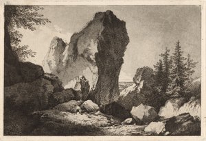 Paisagem de montanha com um afloramento rochoso