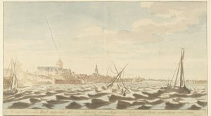 Vista de Nijmegen do rio Waal
Nymegen te sien vande Waell (título sobre o objecto) de Martinus Berkenboom