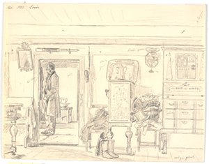Casa de fazenda com homem de pé, Læsø de Martinus Rørbye