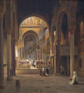 Interior da Capela Palatina em Palermo, Itália