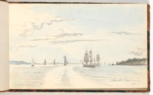 Paisagem costeira com navios de Martinus Rørbye