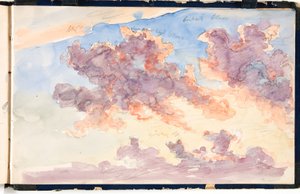 Estudo de nuvem. Um céu por do sol de Martinus Rørbye