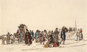 Estudo para a "ponte de navios em Horten em Christiania Fiorden" de Martinus Rørbye