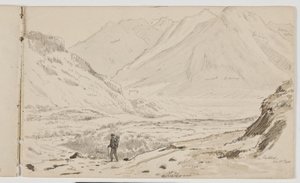 Paisagem montanhosa com alpinista de Martinus Rørbye