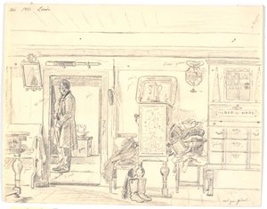 Casa de fazenda com homem de pé, Læsø de Martinus Rørbye