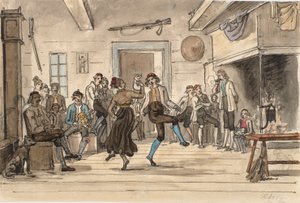 Dance em uma casa de fazenda norueguesa de Martinus Rørbye