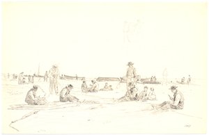 Redes finas de pescadores na praia, Skagen de Martinus Rørbye