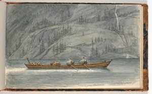 Paisagem do fiorde com barco a remo. Krøderen, Noruega de Martinus Rørbye