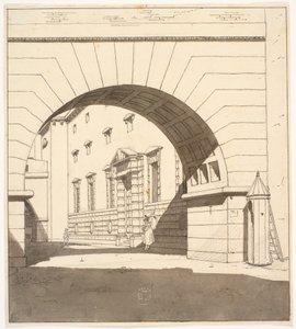 Pré-estudo para a pintura "O Edifício de Detenção no Conselho e Tribunal" de Martinus Rørbye