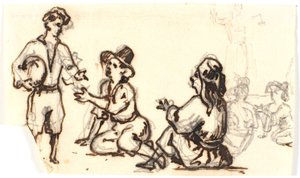 esboços de figuras italianas de Martinus Rørbye