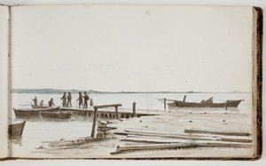 Pessoas em um porto de balsa de Martinus Rørbye