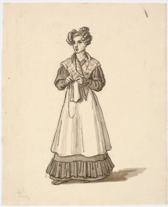 Garota de pé com roupas de tricô de Martinus Rørbye